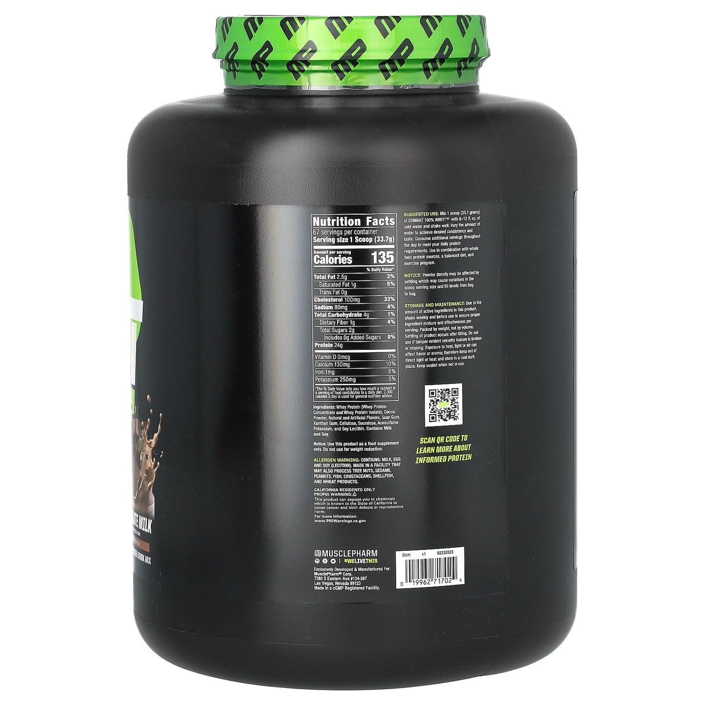 MusclePharm, Combat 100% Whey Protein, Chocolate Milk, 5 lb (2.24 kg)