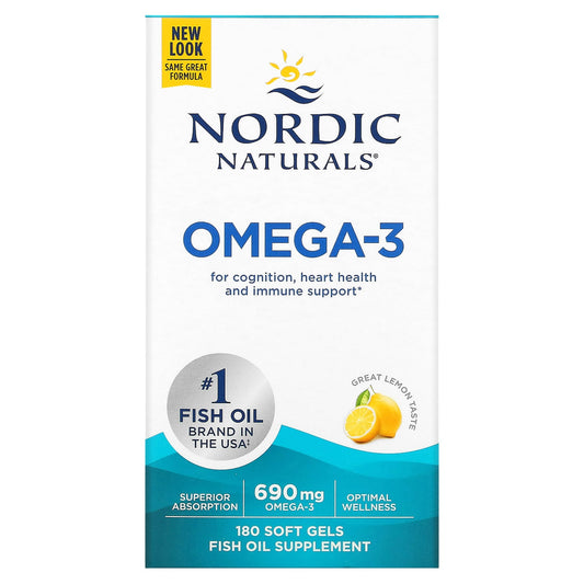 Nordic Naturals-Omega-3-Lemon-690 mg-180 Soft Gels (345 mg per Soft Gel)