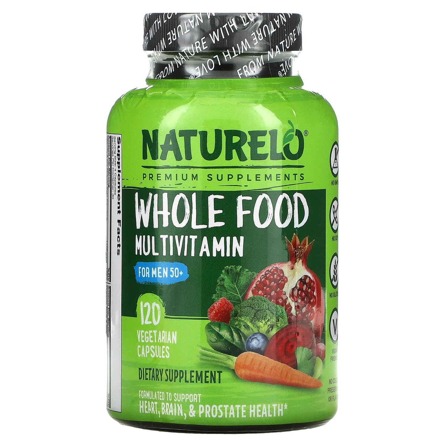 NATURELO-Whole Food Multivitamin for Men 50+-120 Vegetarian Capsules