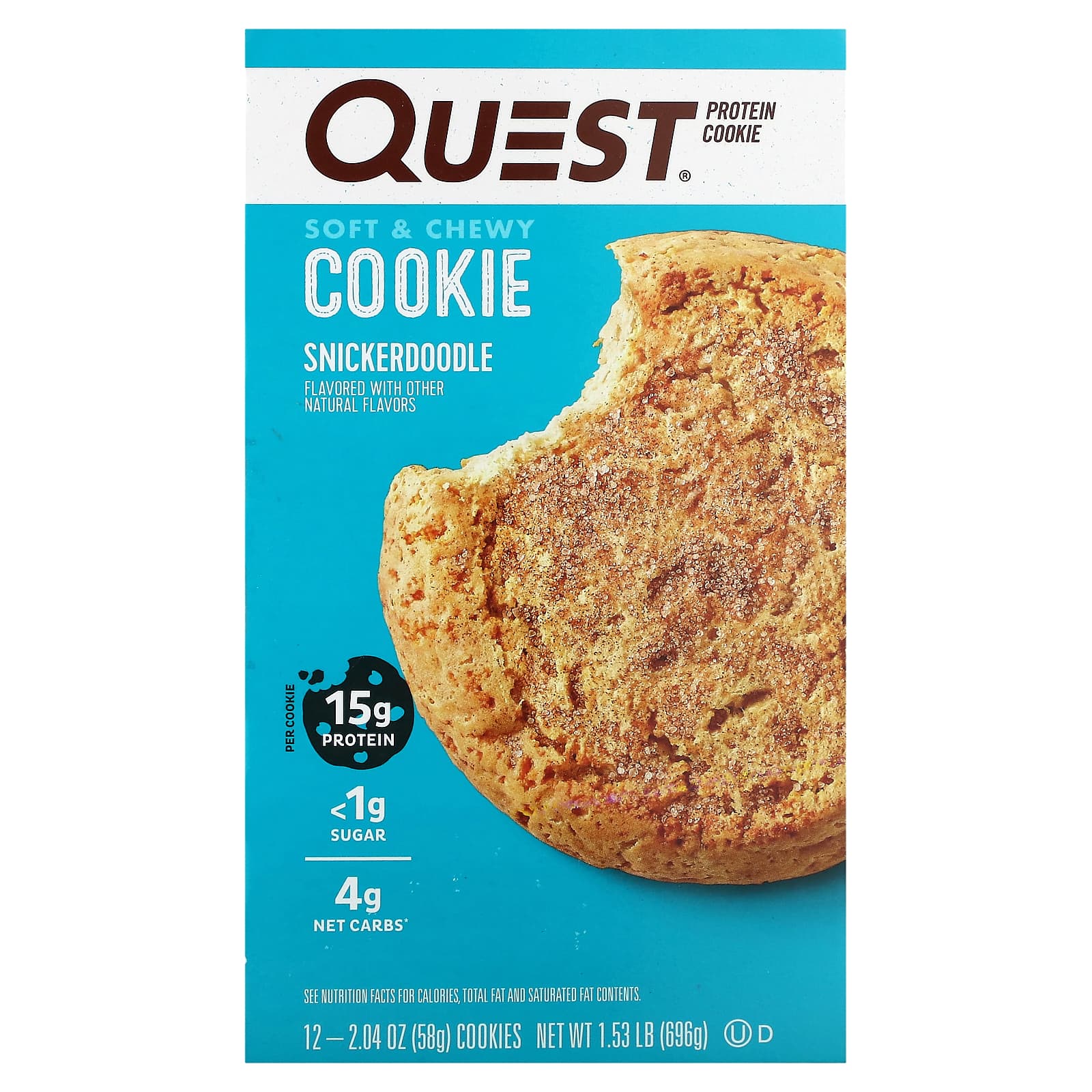 Quest Nutrition-Protein Cookie-Snickerdoodle-12 Cookies-2.04 oz (58 g) Each