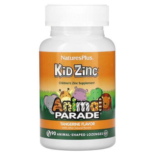 NaturesPlus-Animal Parade-Kid Zinc-Tangerine-90 Animal-Shaped Lozenges