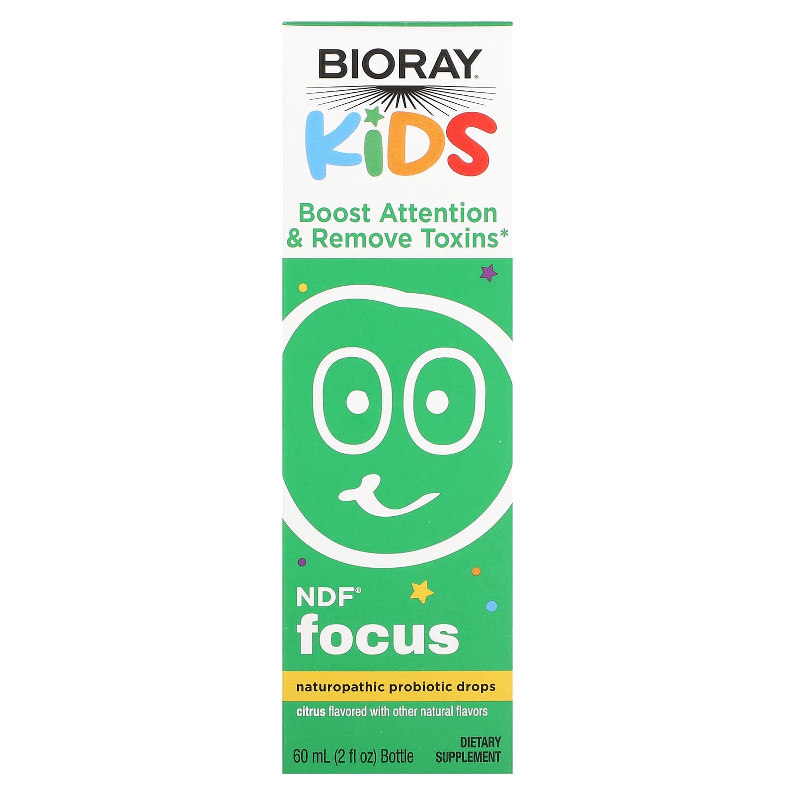 Bioray-Kids-NDF Focus-Naturopathic Probiotic Drops-Citrus-2 fl oz (60 ml)