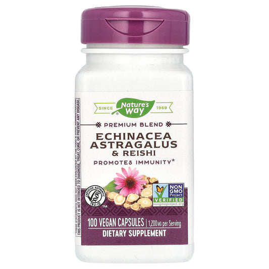 Nature's Way-Echinacea Astragalus & Reishi-1,200 mg-100 Vegan Capsules (400 mg per Capsule)