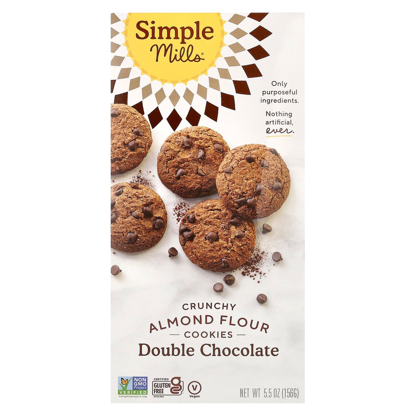 Simple Mills-Crunchy Almond Flour Cookies-Double Chocolate-5.5 oz (156 g)