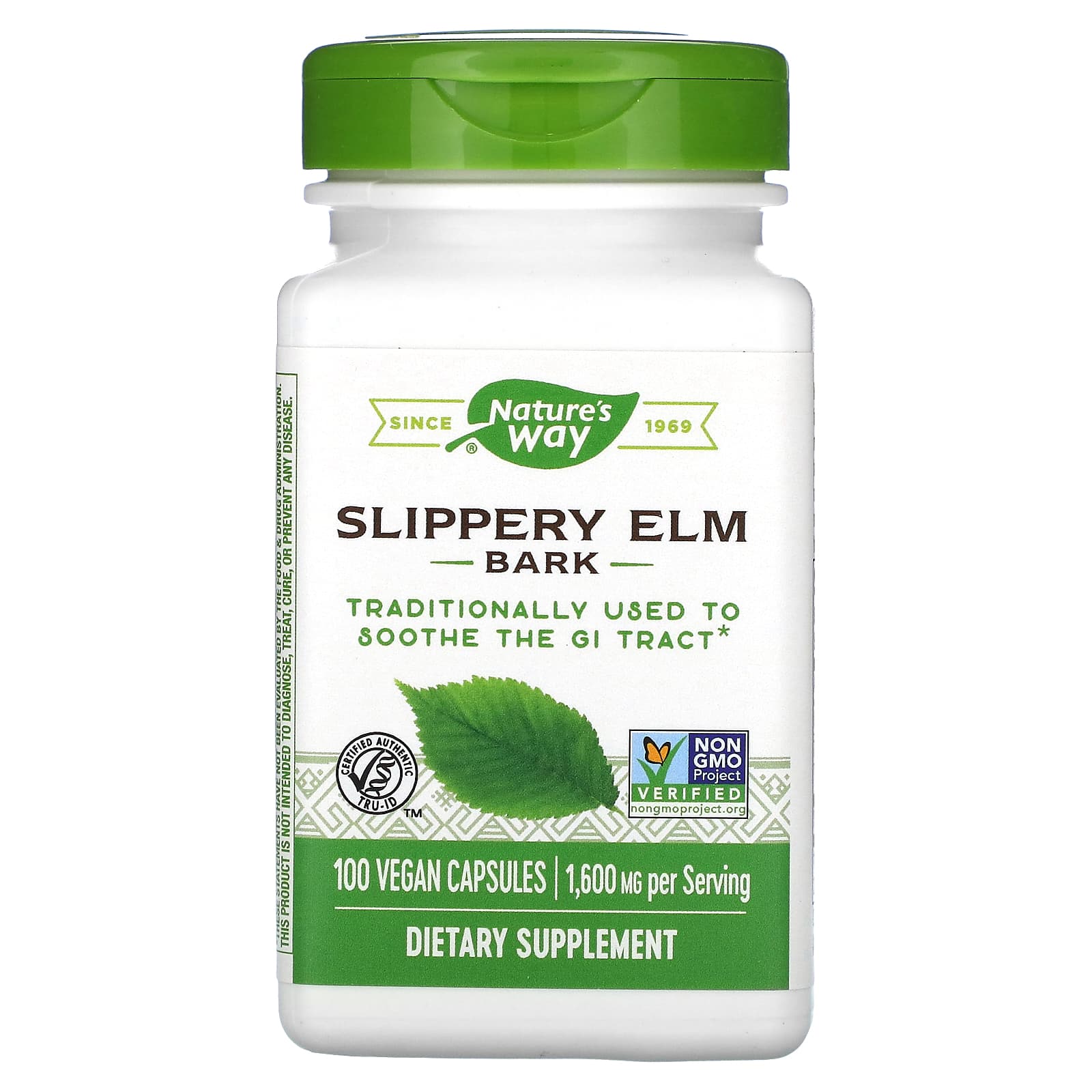 Nature's Way-Slippery Elm Bark-1,600 mg-100 Vegan Capsules (400 mg per Capsule)