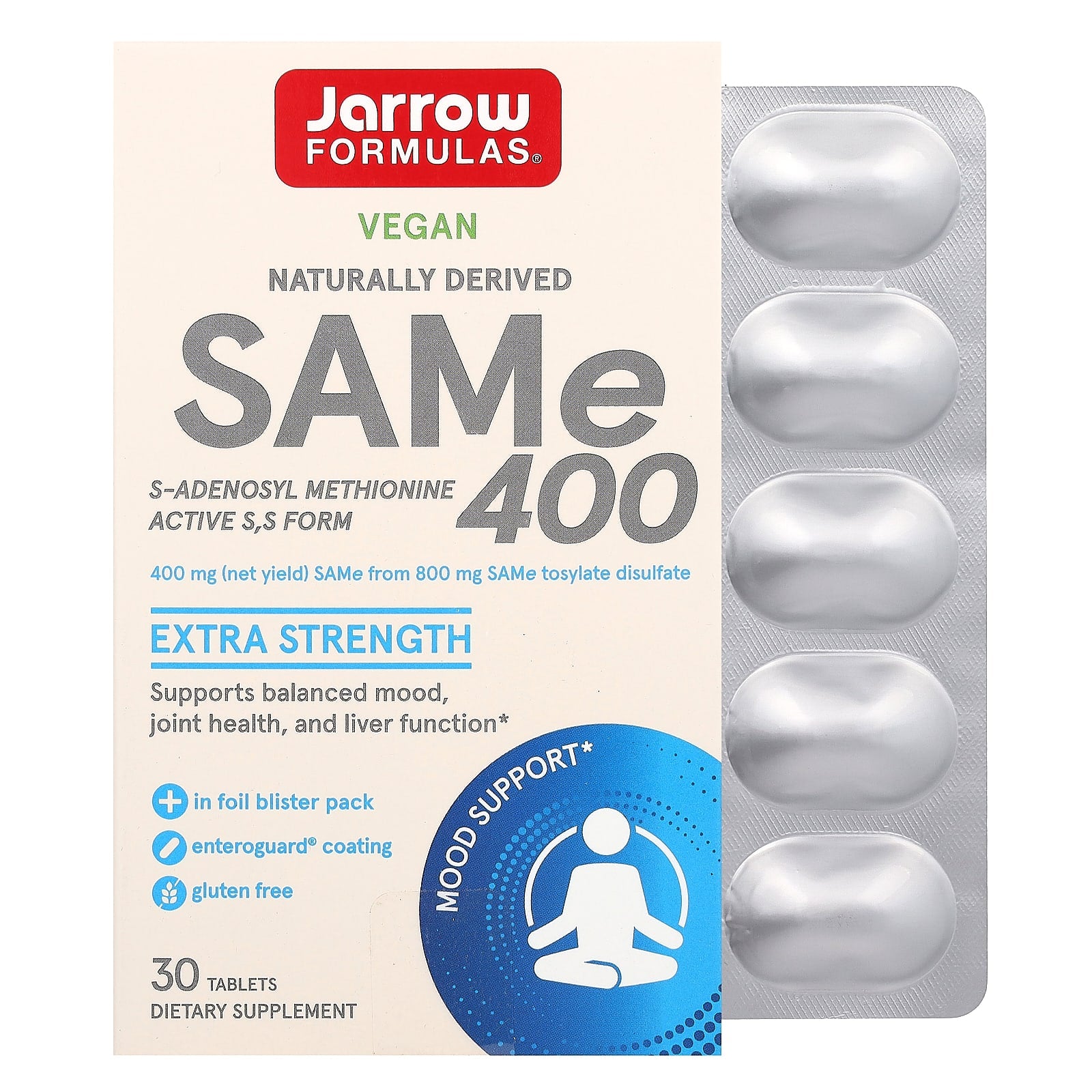 Jarrow Formulas-SAMe 400-Extra Strength-400 mg-30 Tablets