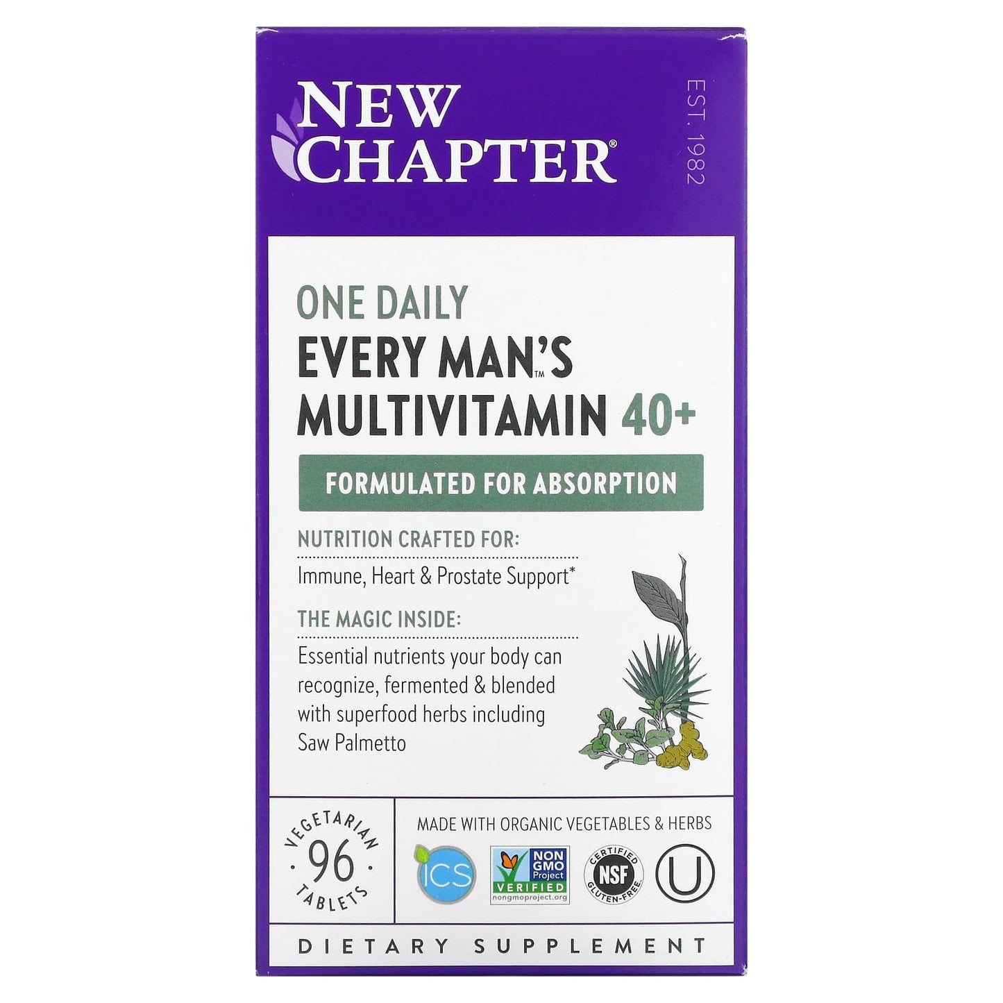 New Chapter-Every Man's One Daily 40+ Multivitamin-96 Vegetarian Tablets