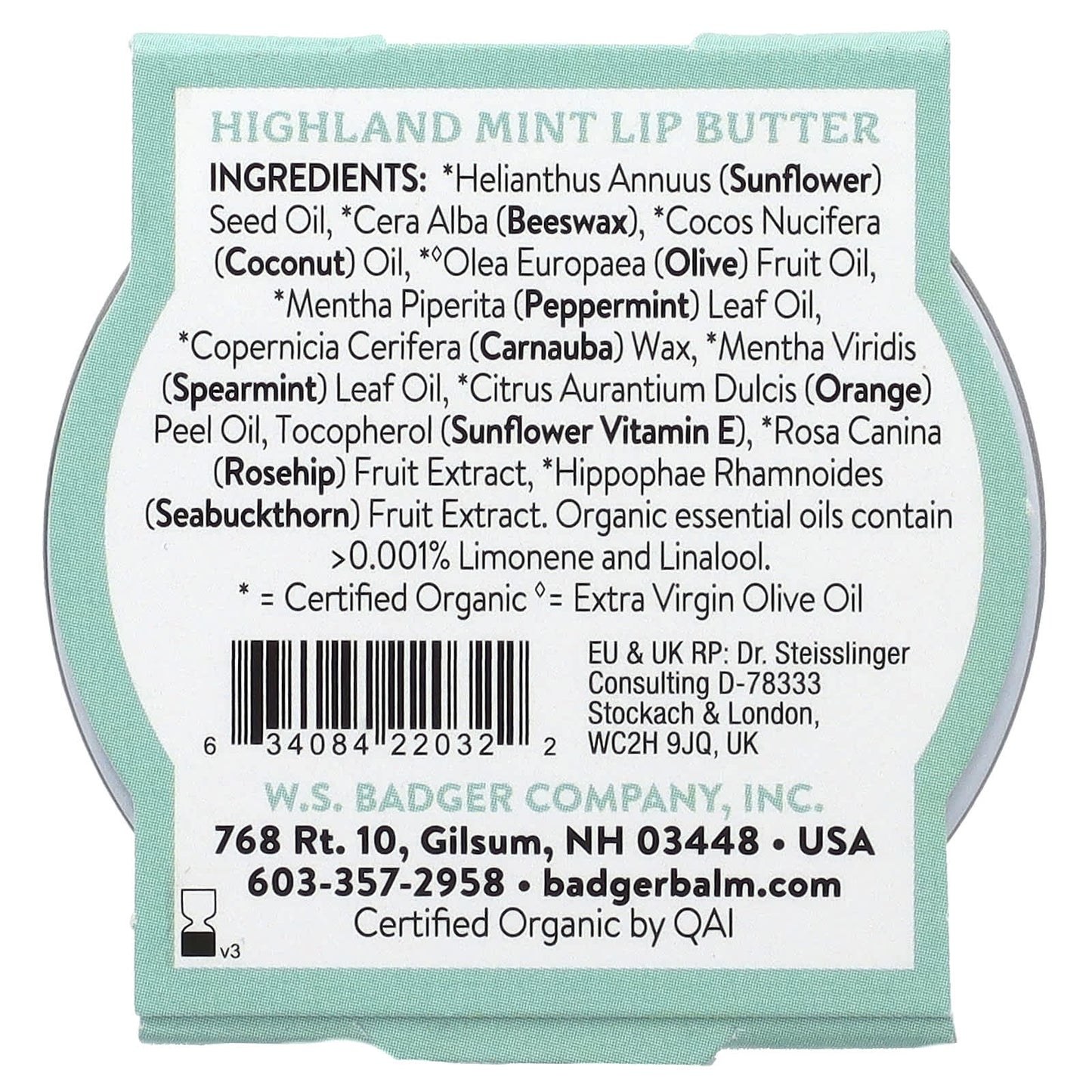 Badger Company, Lip Butter, Highland Mint, 0.7 oz (20 g)