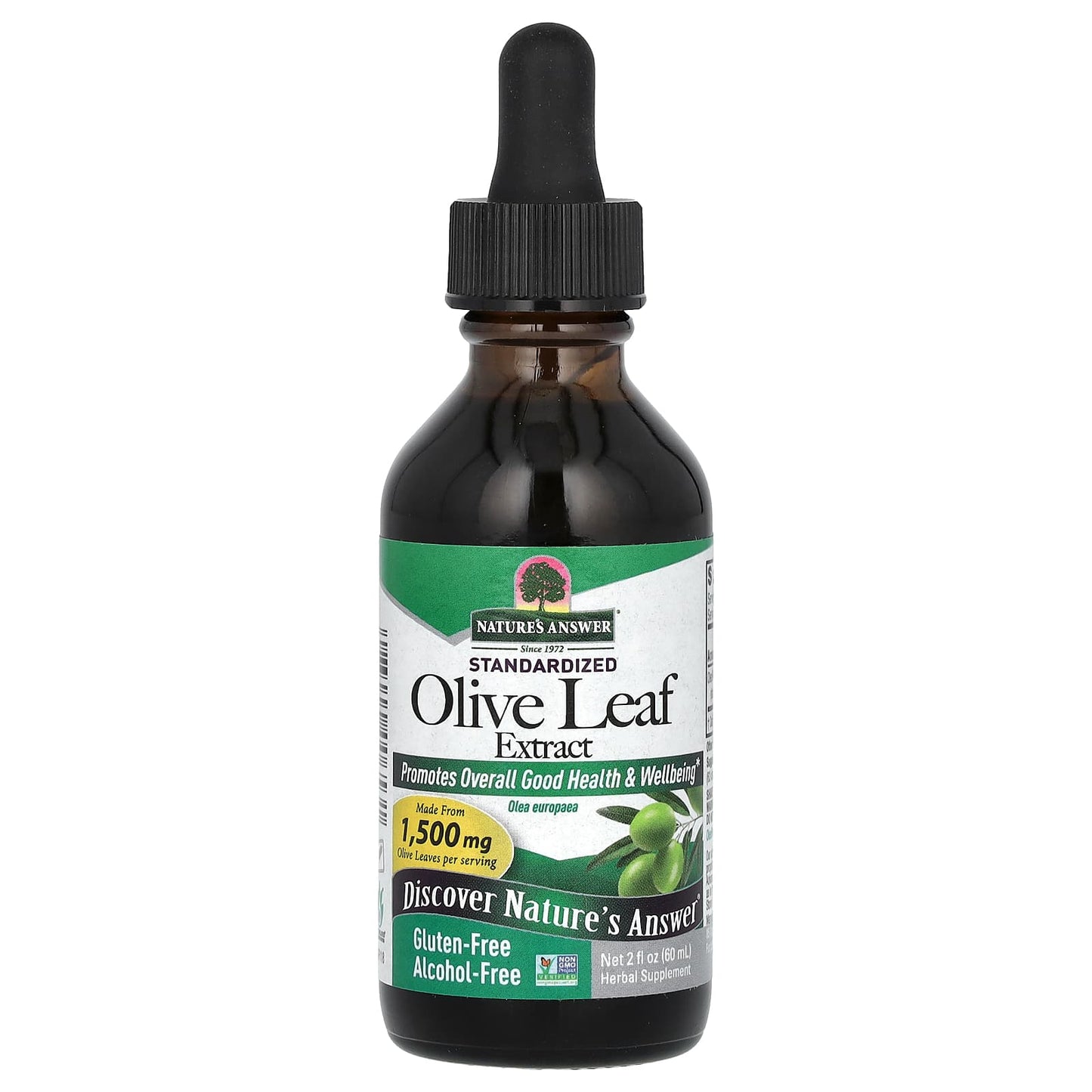 Nature's Answer-Olive Leaf Extract-Standardized-Alcohol-Free-1,500 mg-2 fl oz (60 ml)