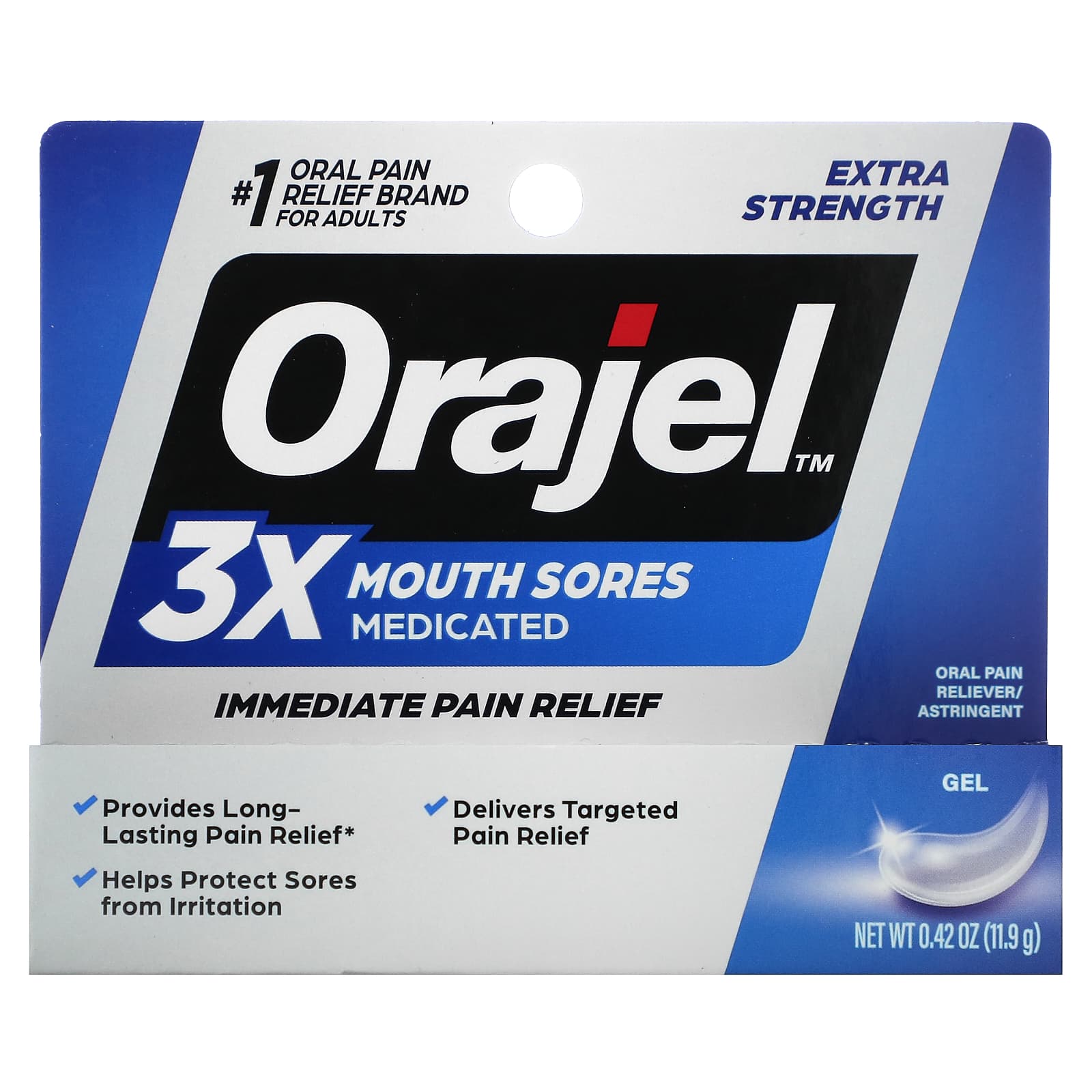 Orajel-3X Medicated For Mouth Sores Gel-Extra Strength-0.42 oz (11.9 g)