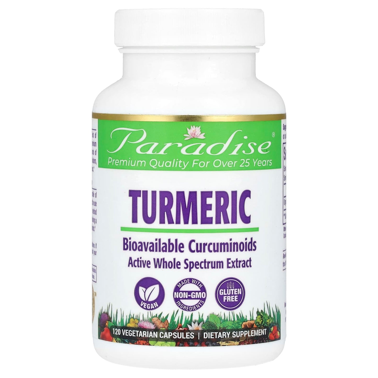 Paradise Herbs-Turmeric-120 Vegetarian Capsules