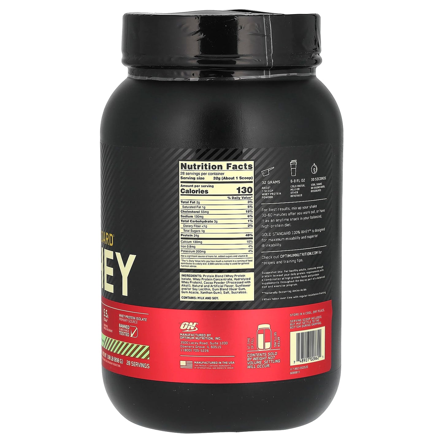 Optimum Nutrition, Gold Standard 100% Whey, Chocolate Mint, 1.98 lb (898 g)