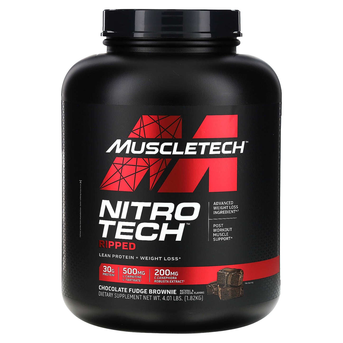 MuscleTech-Nitro Tech Ripped-Lean Protein + Weight Loss-Chocolate Fudge Brownie-4.01 lbs (1.82 kg)