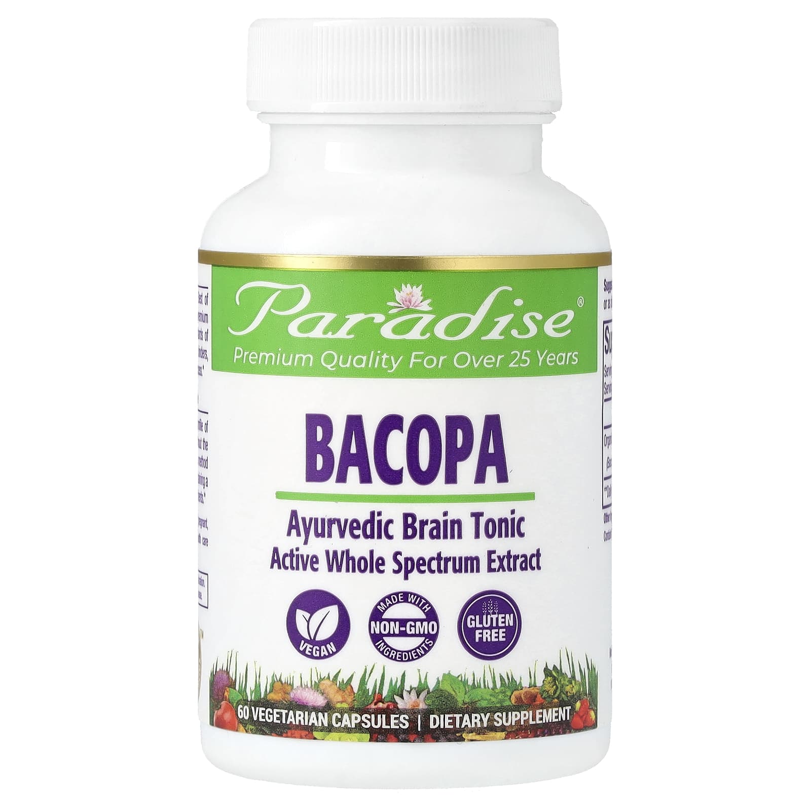 Paradise Herbs-Bacopa-60 Vegetarian Capsules