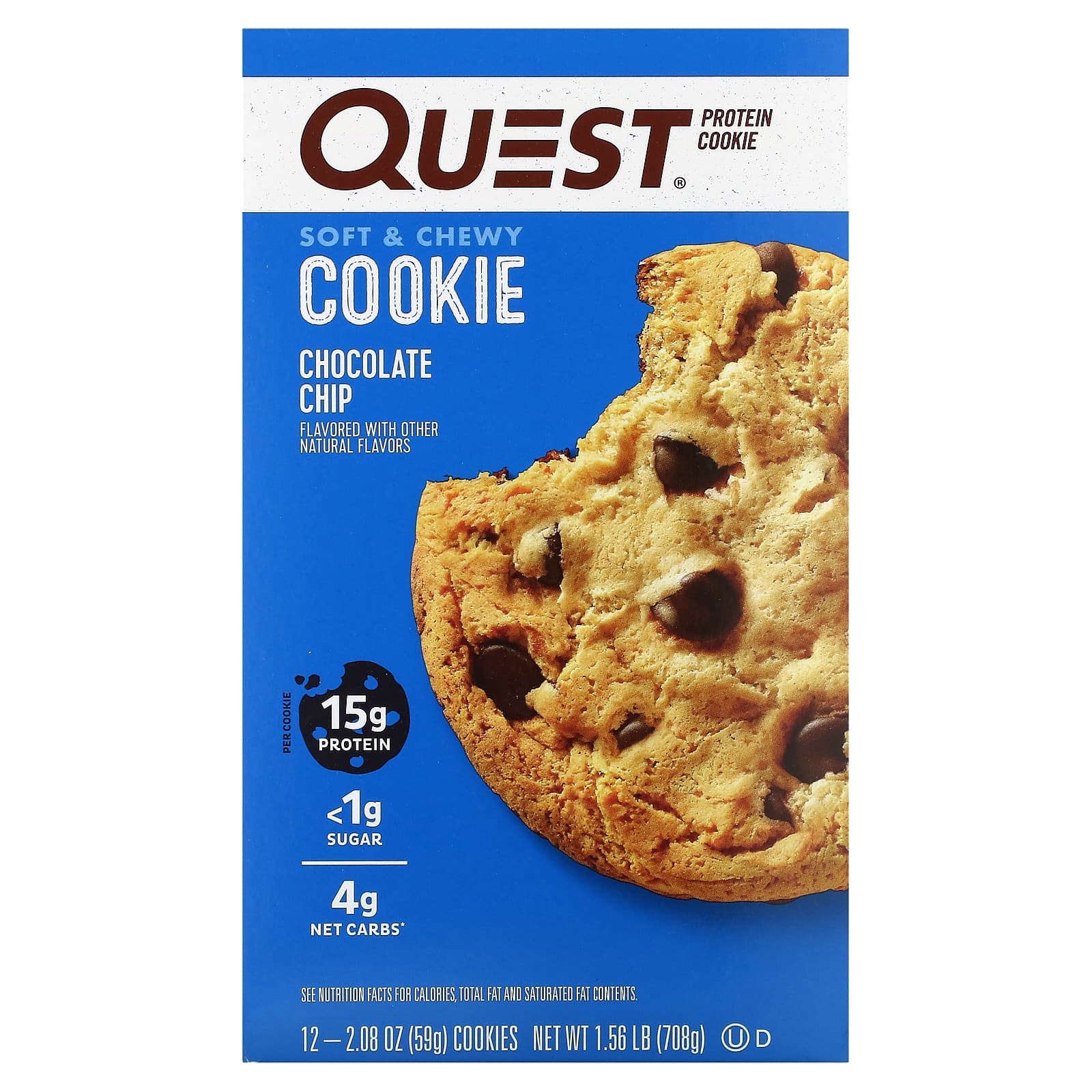 Quest Nutrition-Protein Cookie-Chocolate Chip-12 Pack-2.08 oz (59 g) Each