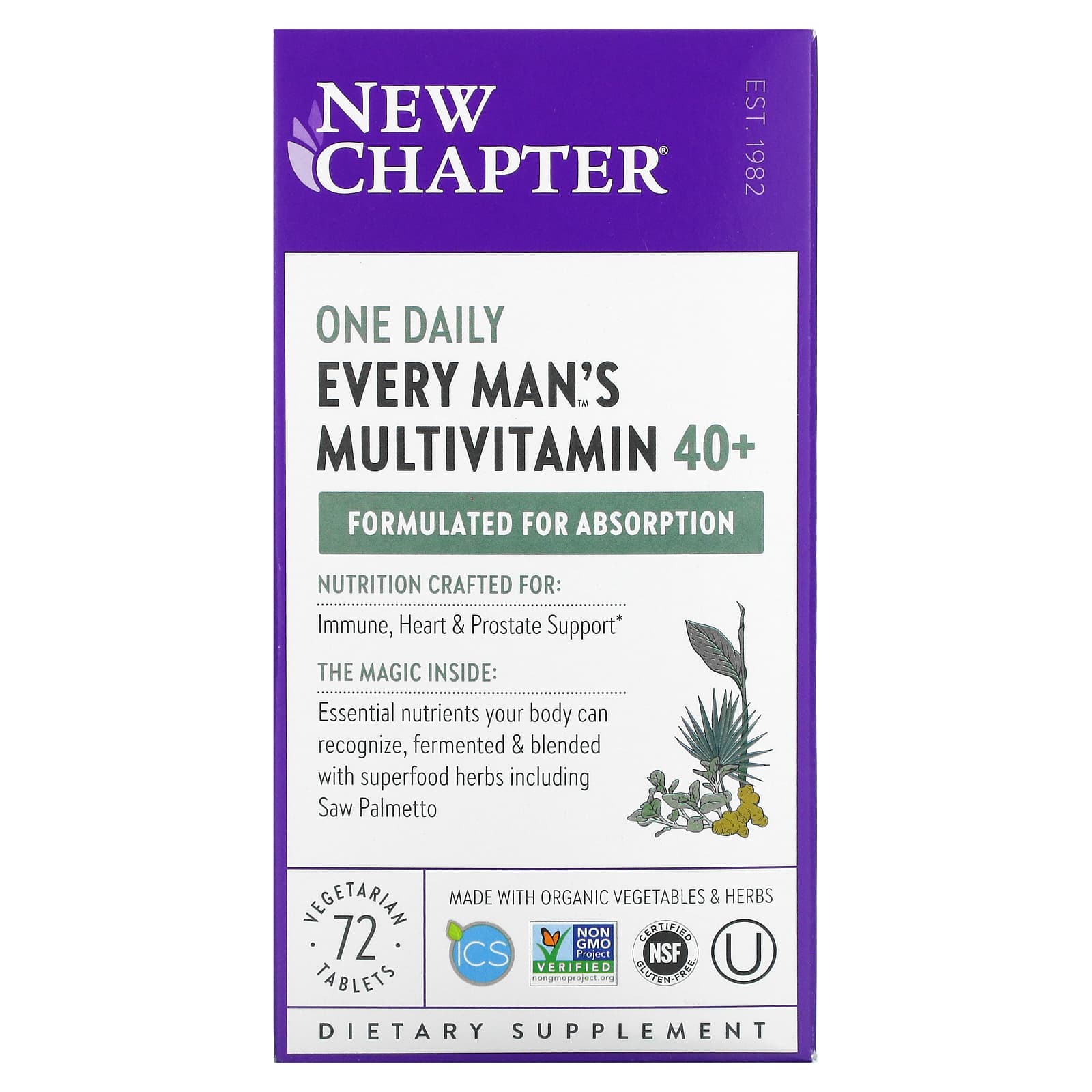 New Chapter-Every Man's One Daily 40+ Multivitamin-72 Vegetarian Tablets