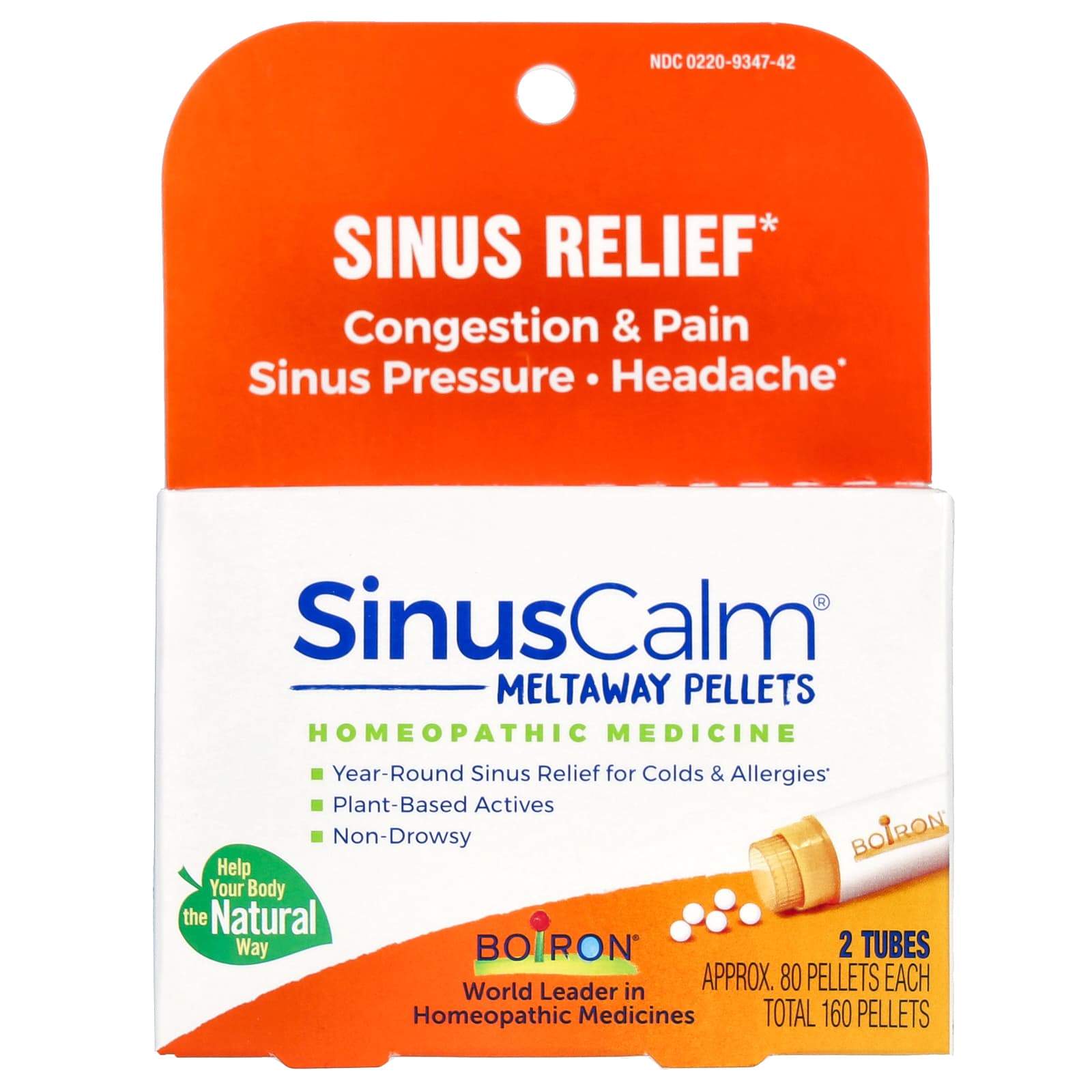 Boiron-SinusCalm-Sinus Relief-2 Tubes-Approx. 80 Pellets Each