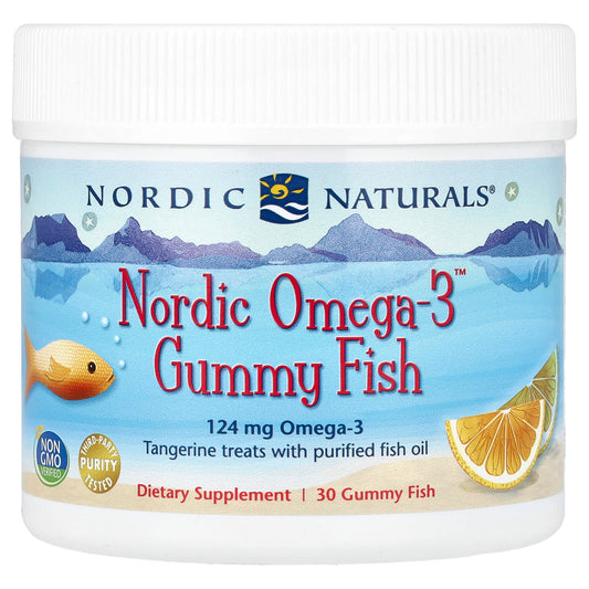 Nordic Naturals-Nordic Omega-3 Gummy Fish-Tangerine Treats-124 mg-30 Gummy Fish