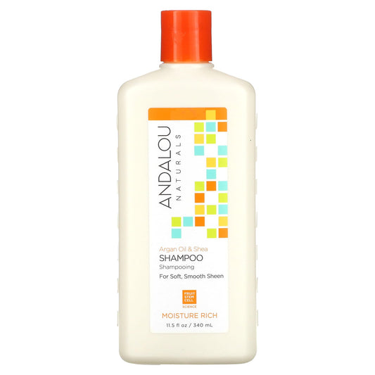 Andalou Naturals-Shampoo-Moisture Rich-For Soft-Smooth Sheen-Argan Oil & Shea-11.5 fl oz (340 ml)