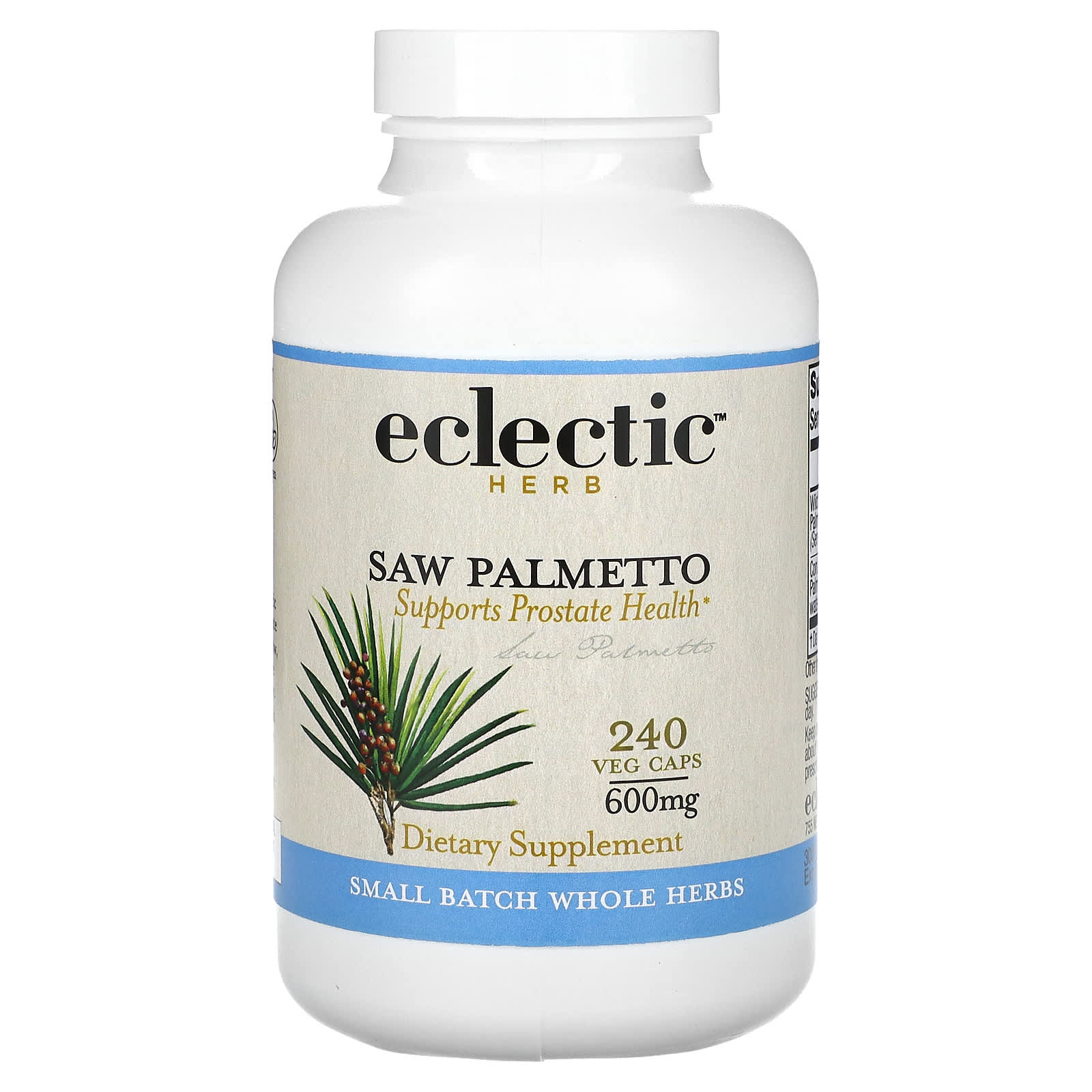 Eclectic Institute-Saw Palmetto-600 mg-240 Veg Caps