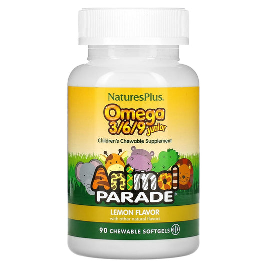 NaturesPlus-Animal Parade-Omega 3/6/9 Junior-Lemon-90 Chewable Softgels