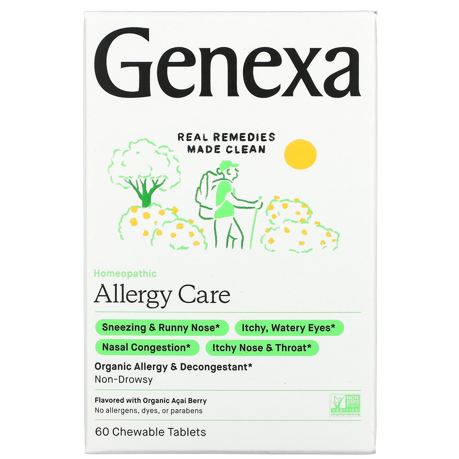 Genexa-Allergy Care-Organic Allergy & Decongestant-Organic Acai Berry -60 Chewable Tablets