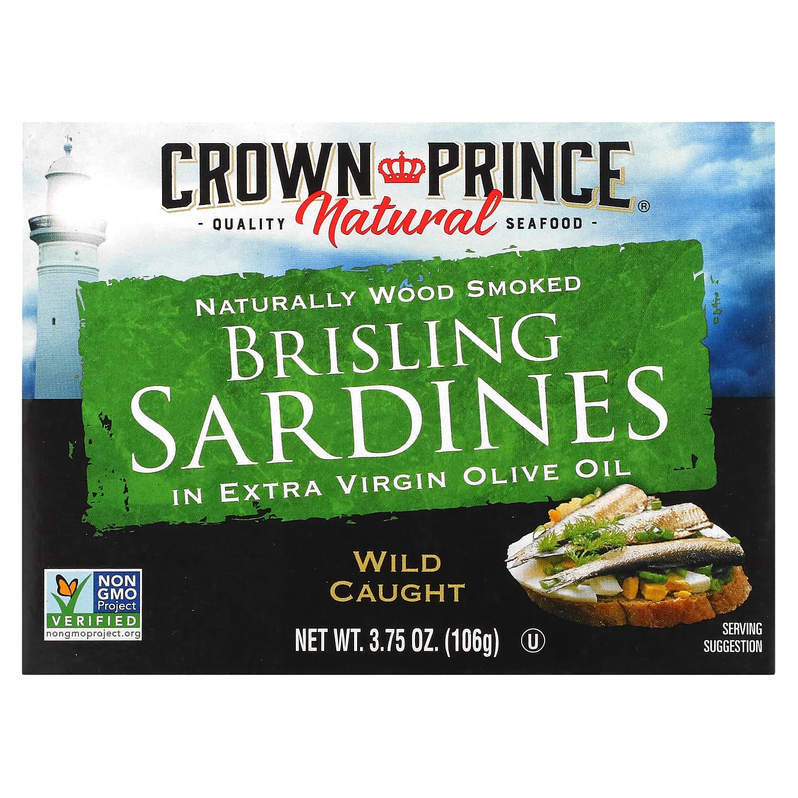 Crown Prince Natural-Brisling Sardines-in Extra Virgin Olive Oil-3.75 oz (106 g)