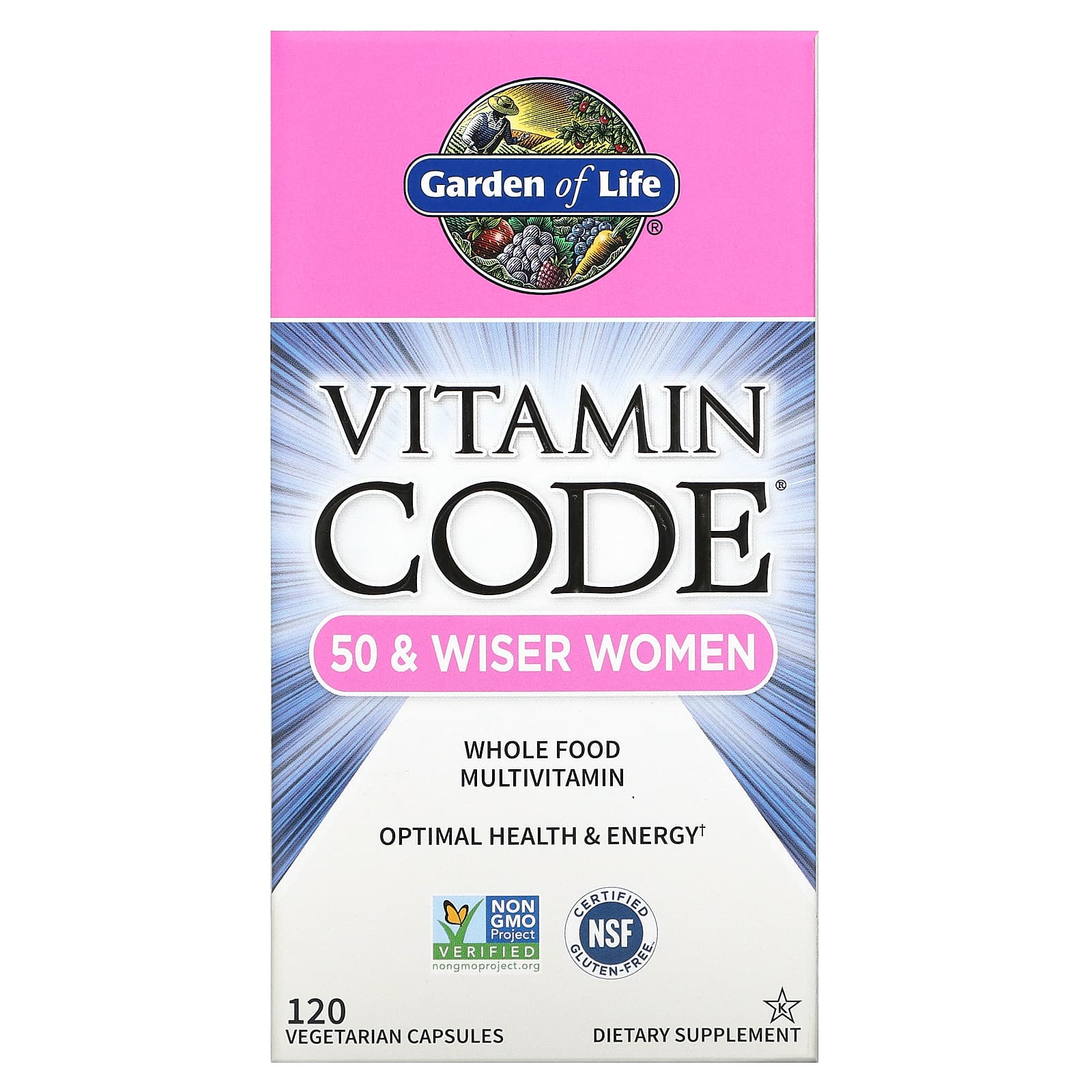 Garden of Life-Vitamin Code-Whole Food Multivitamin for Women-50 & Wiser-120 Vegetarian Capsules