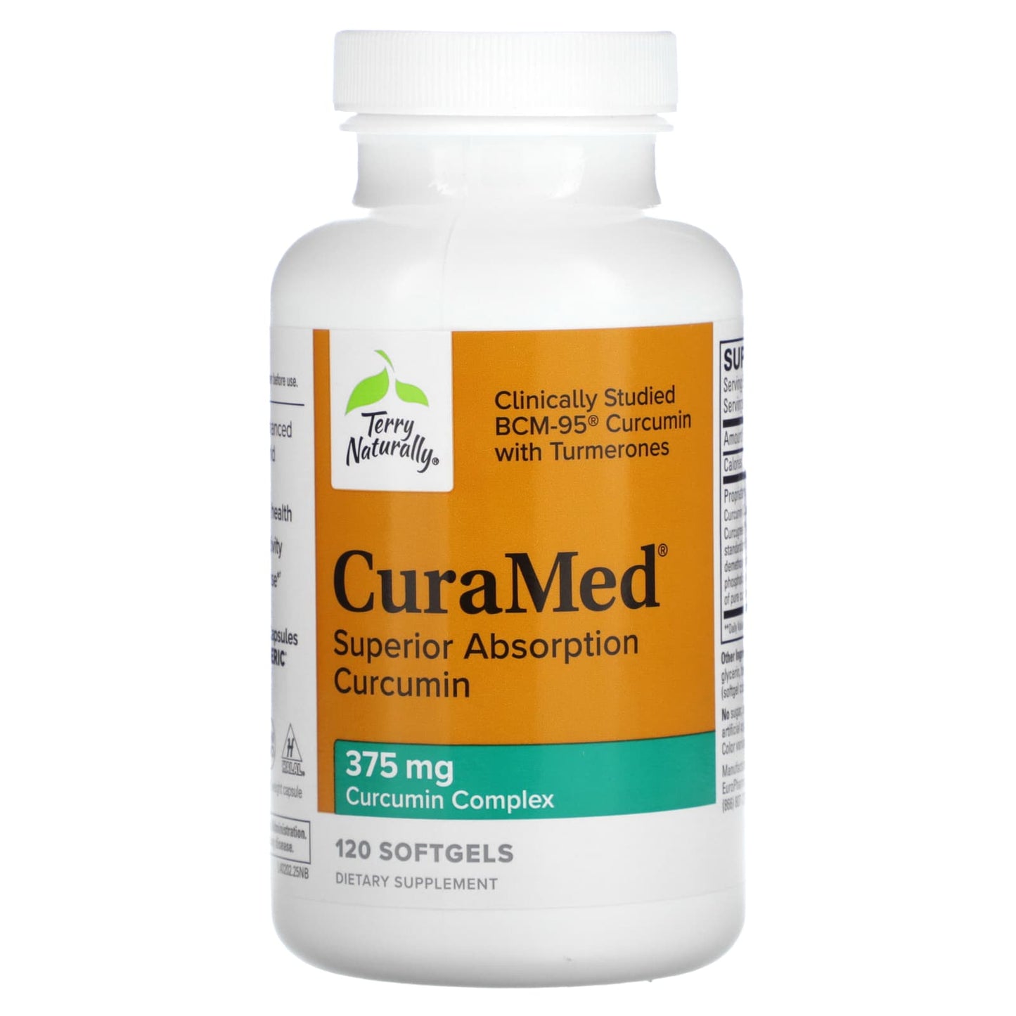 Terry Naturally, CuraMed, Superior Absorption Curcumin, 375 mg, 120 Softgels