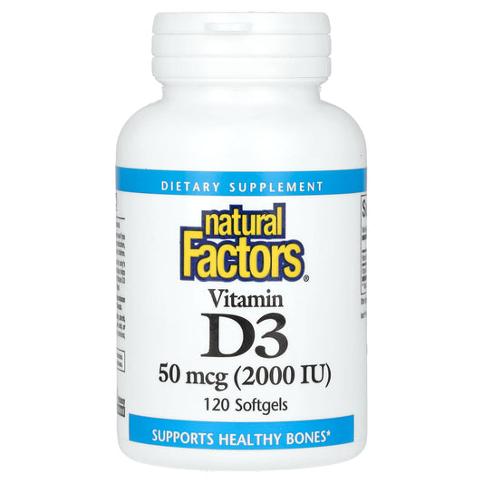 Natural Factors-Vitamin D3-50 mcg (2,000 IU)-120 Softgels