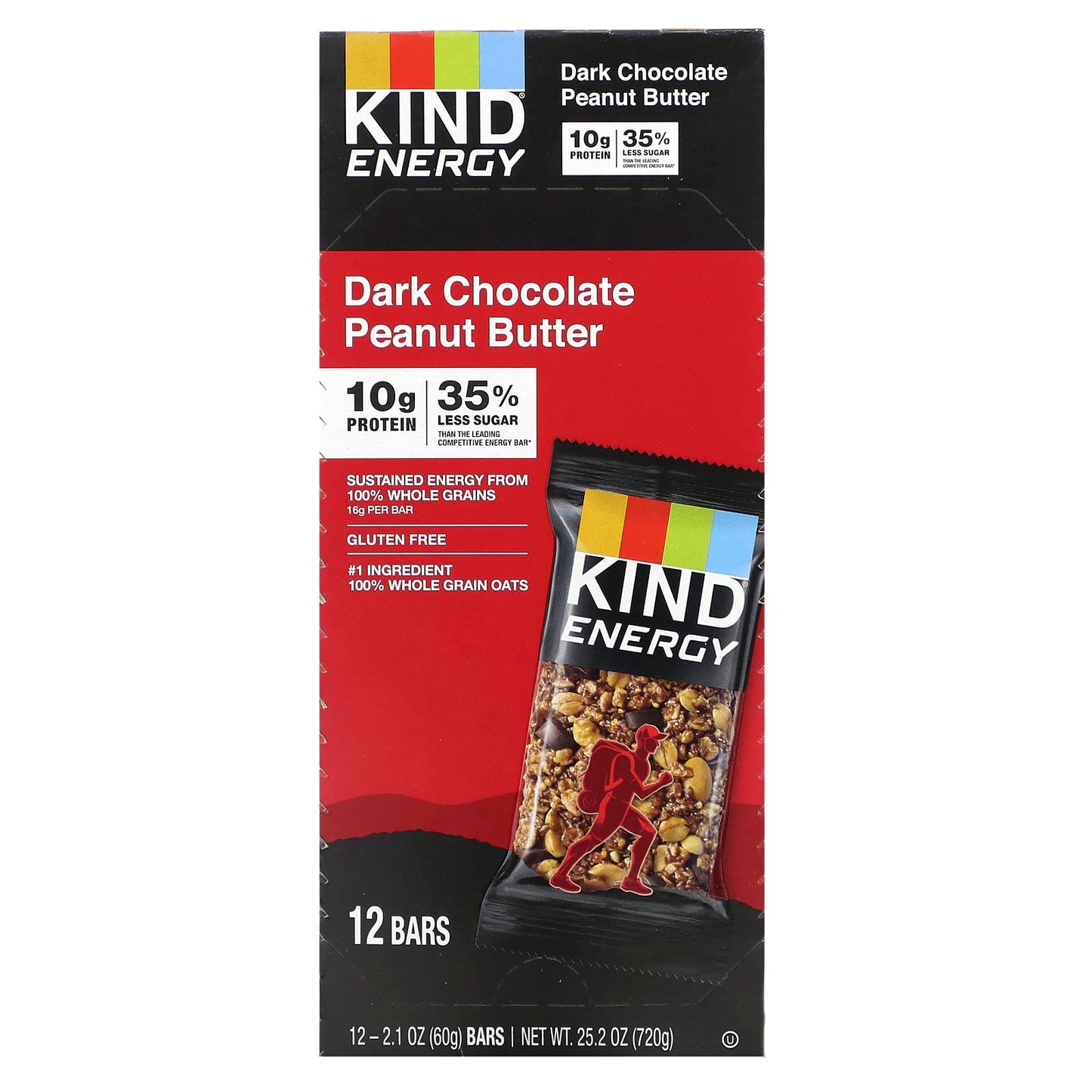 KIND Bars-Energy- Dark Chocolate Peanut Butter -12 Bars-2.1 oz (60 g) Each