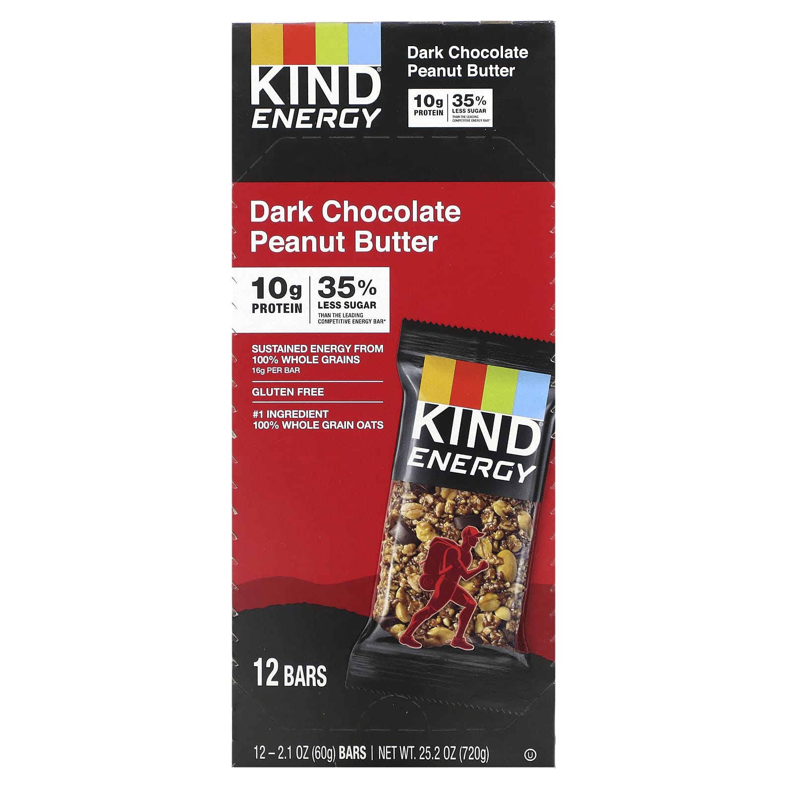 KIND Bars-Energy- Dark Chocolate Peanut Butter -12 Bars-2.1 oz (60 g) Each