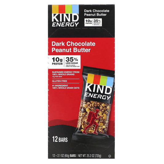 KIND Bars-Energy- Dark Chocolate Peanut Butter -12 Bars-2.1 oz (60 g) Each