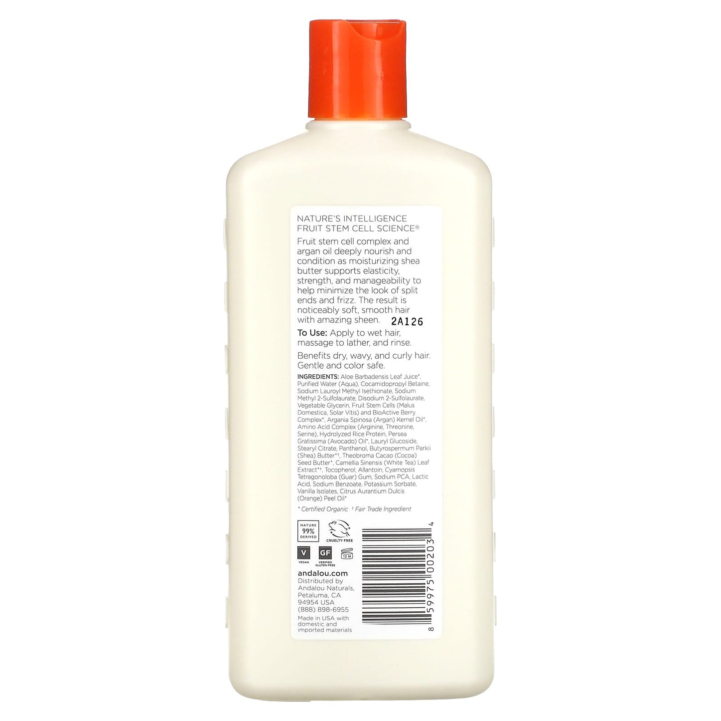 Andalou Naturals, Shampoo, Moisture Rich, For Soft, Smooth Sheen, Argan Oil & Shea, 11.5 fl oz (340 ml)