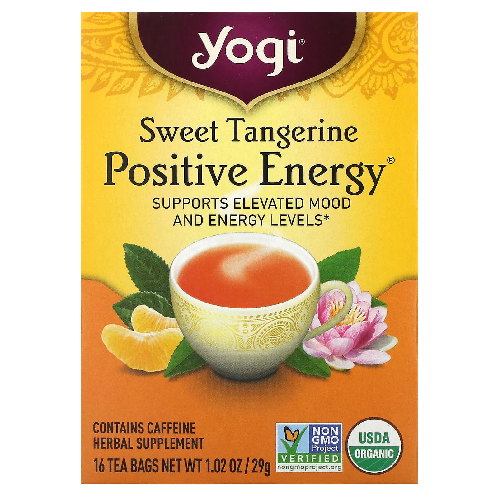 Yogi Tea-Positive Energy-Sweet Tangerine-16 Tea Bags-1.02 oz (29 g)