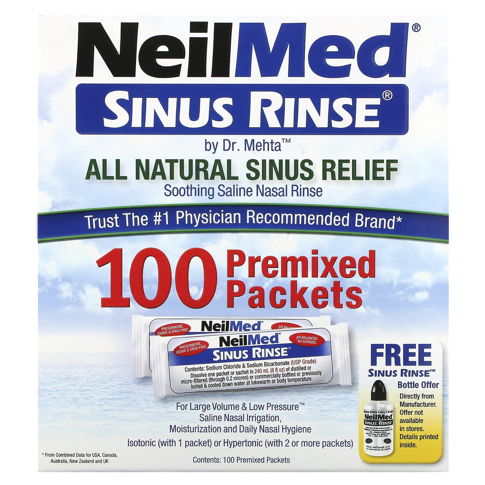 NeilMed-Sinus Rinse-All Natural Sinus Relief-100 Premixed Packets