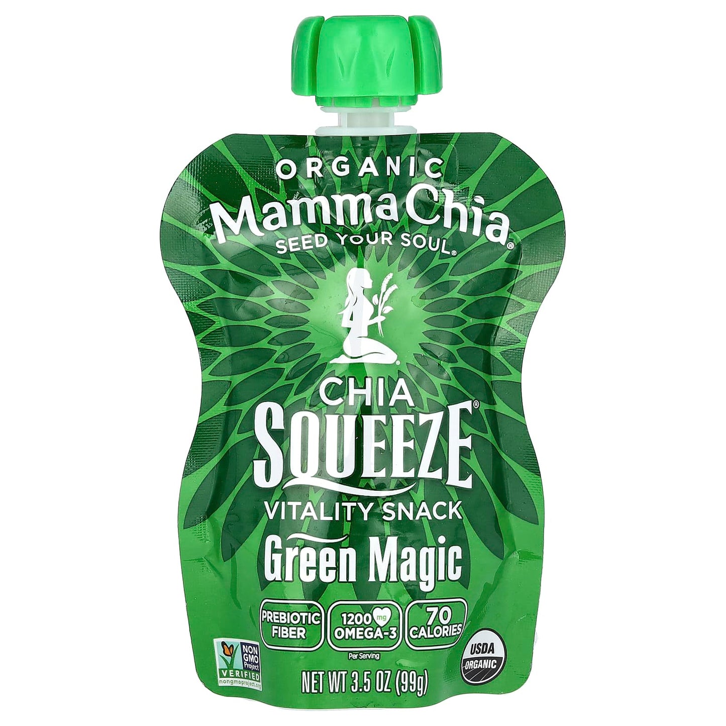 Mamma Chia, Organic Chia Squeeze, Vitality Snack, Green Magic, 8 Packs, 3.5 oz (99 g) Each