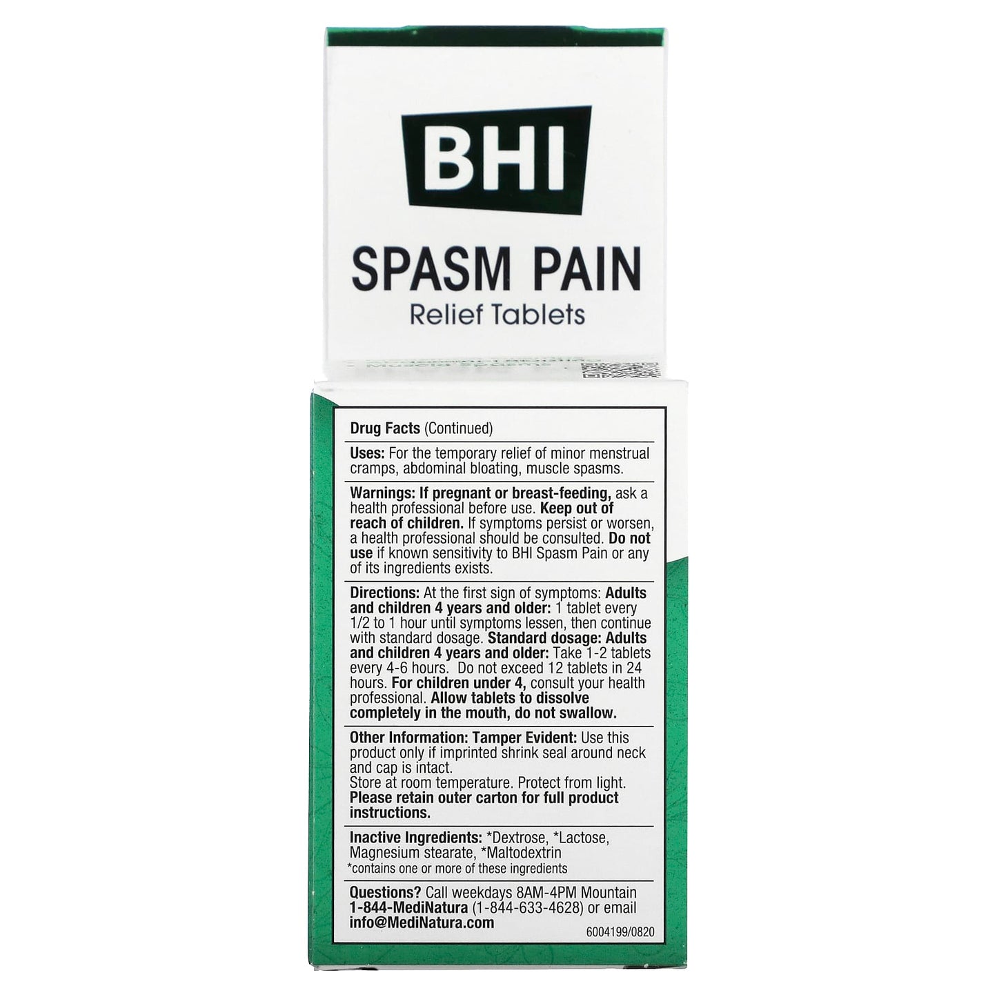 MediNatura, BHI, Spasm Pain, 100 Tablets