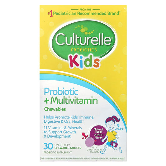 Culturelle-Kids-Probiotic + Multivitamin Chewables-3 Years +-Natural Fruit Punch-30 Chewable Tablets