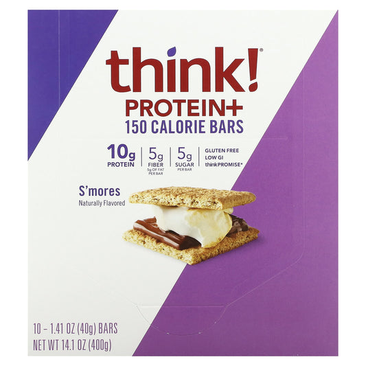 Think !-Protein+ 150 Calorie Bars-S'mores-10 Bars-1.41 oz (40 g) Each