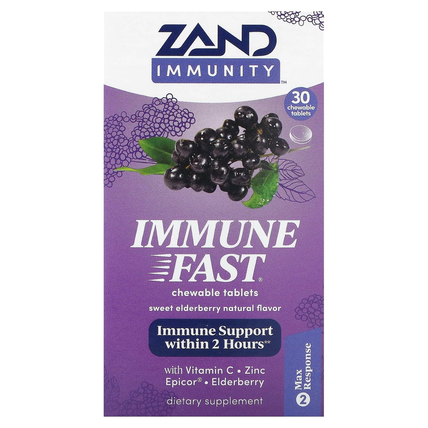 Zand-Immunity-Immune Fast-Sweet Elderberry-30 Chewable Tablets