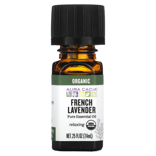 Aura Cacia-Pure Essential Oil-Organic French Lavender-0.25 fl oz (7.4 ml)