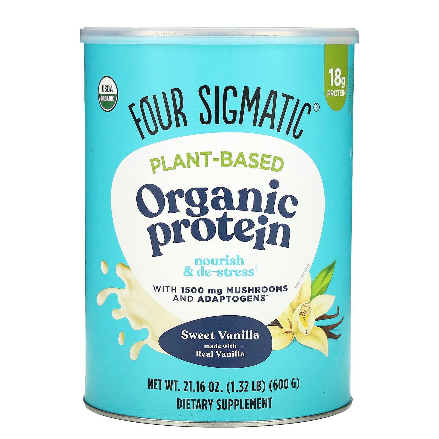 Four Sigmatic-Plant-Based Organic Protein -Sweet Vanilla-1.32 lb (600 g)