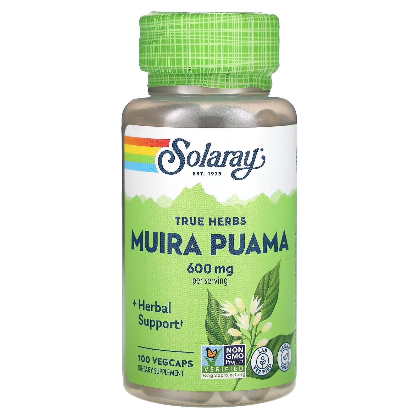 Solaray-True Herbs-Muira Puama-600 mg-100 VegCaps (300 mg per Capsule)