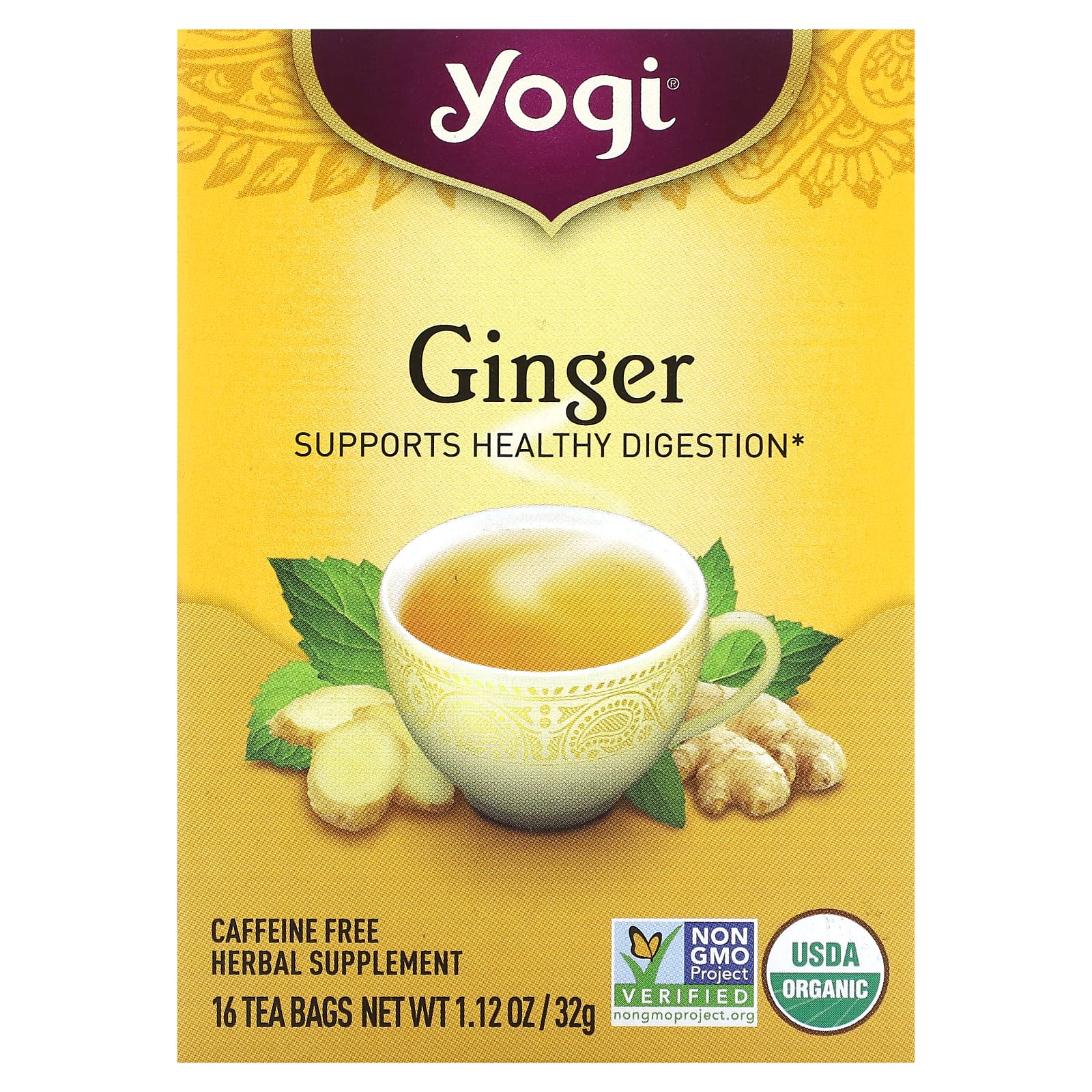 Yogi Tea-Organic Ginger-16 Tea Bags-1.12 oz (32 g)