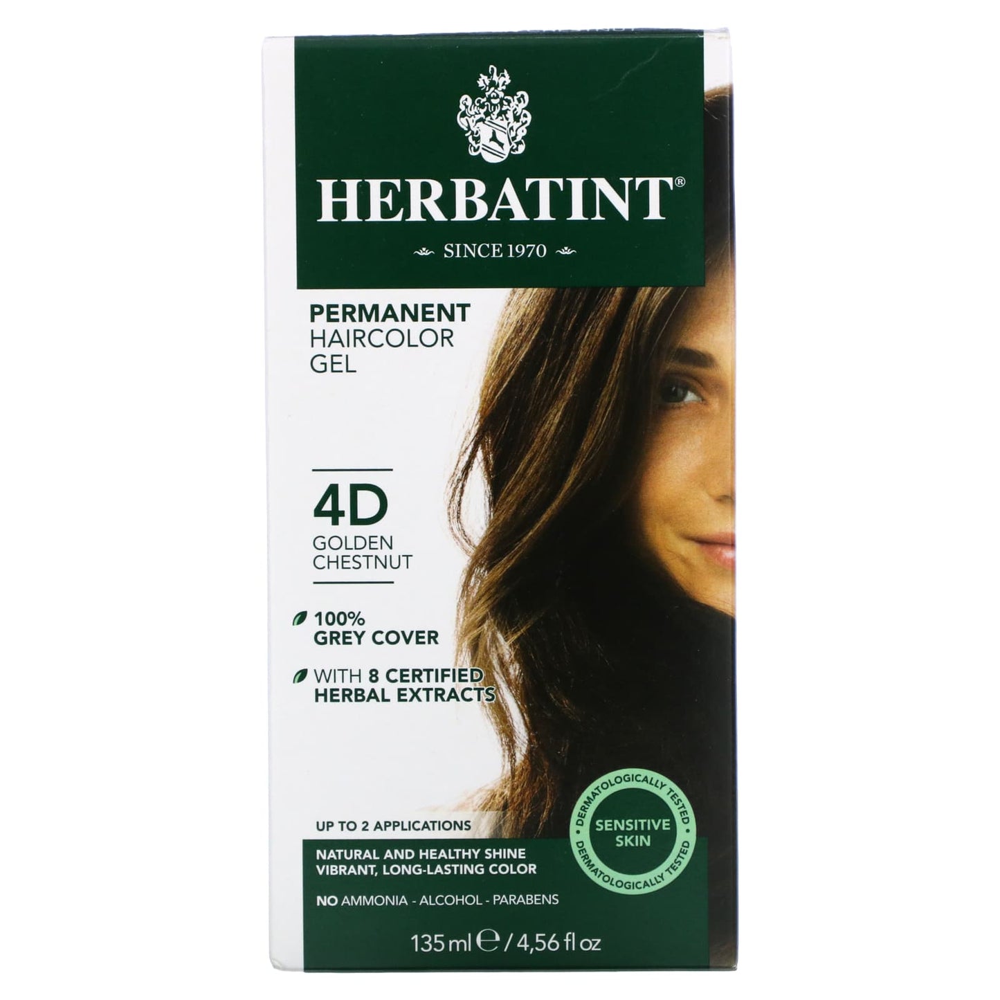 Herbatint-Permanent  Haircolor Gel-4D-Golden Chestnut-4.56 fl oz (135 ml)