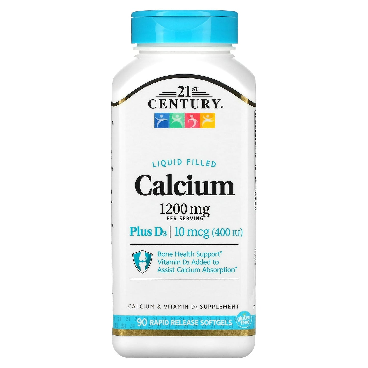 21st Century-Liquid Filled Calcium Plus D3-1,200 mg-90 Rapid Release Softgels (600 mg per Softgel)