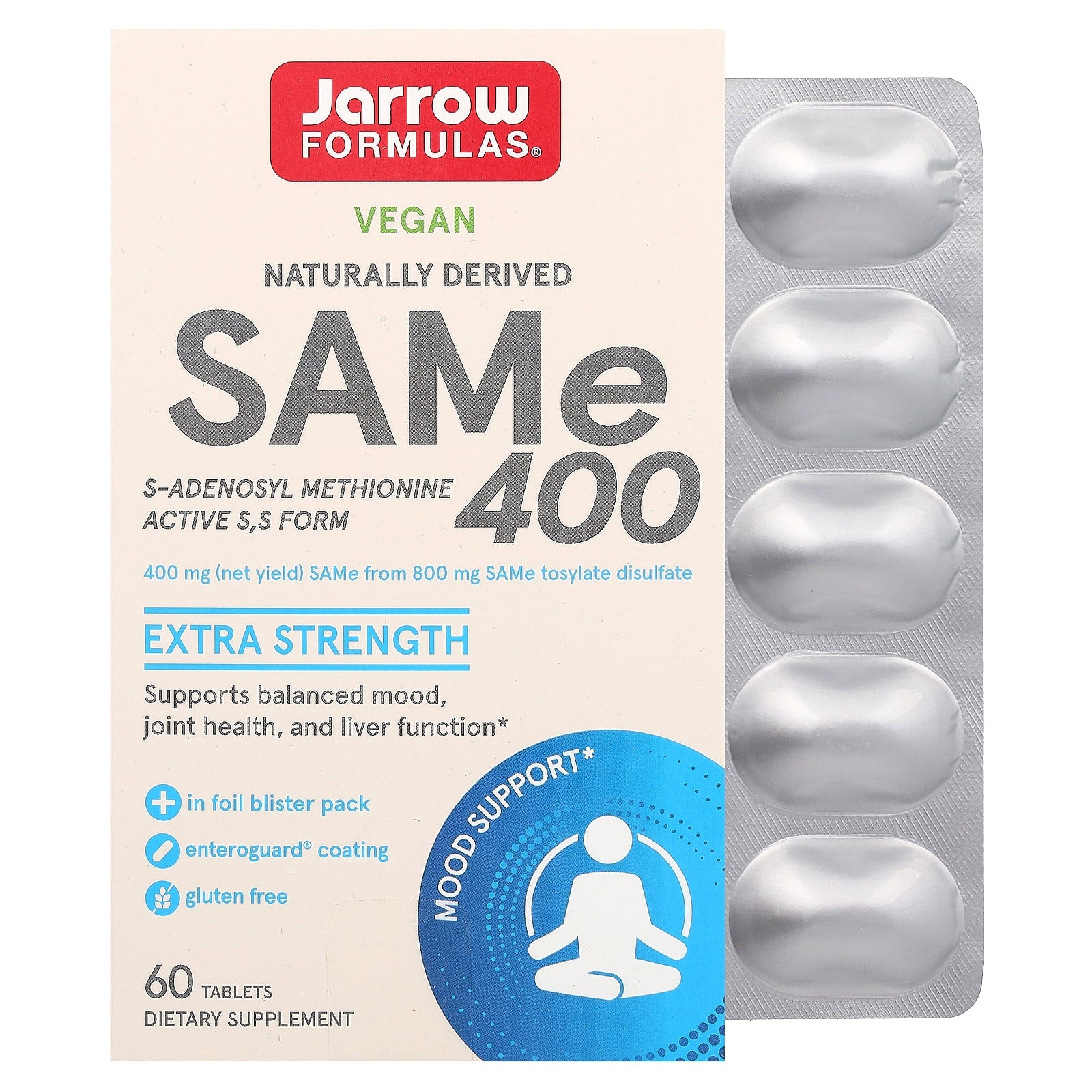 Jarrow Formulas-SAMe 400-Extra Strength-400 mg-60 Tablets