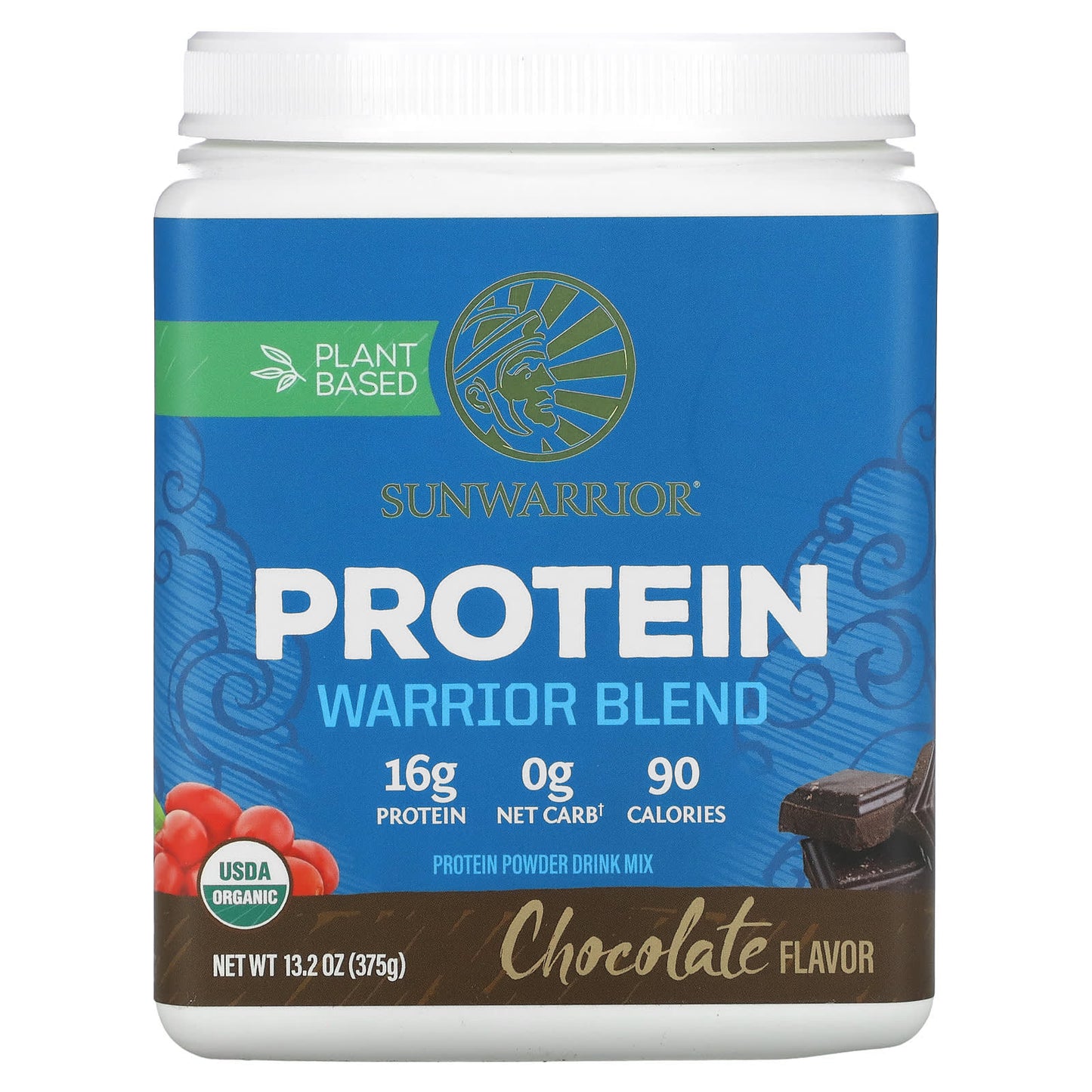 Sunwarrior-Warrior Blend Protein-Chocolate-13.2 oz (375 g)