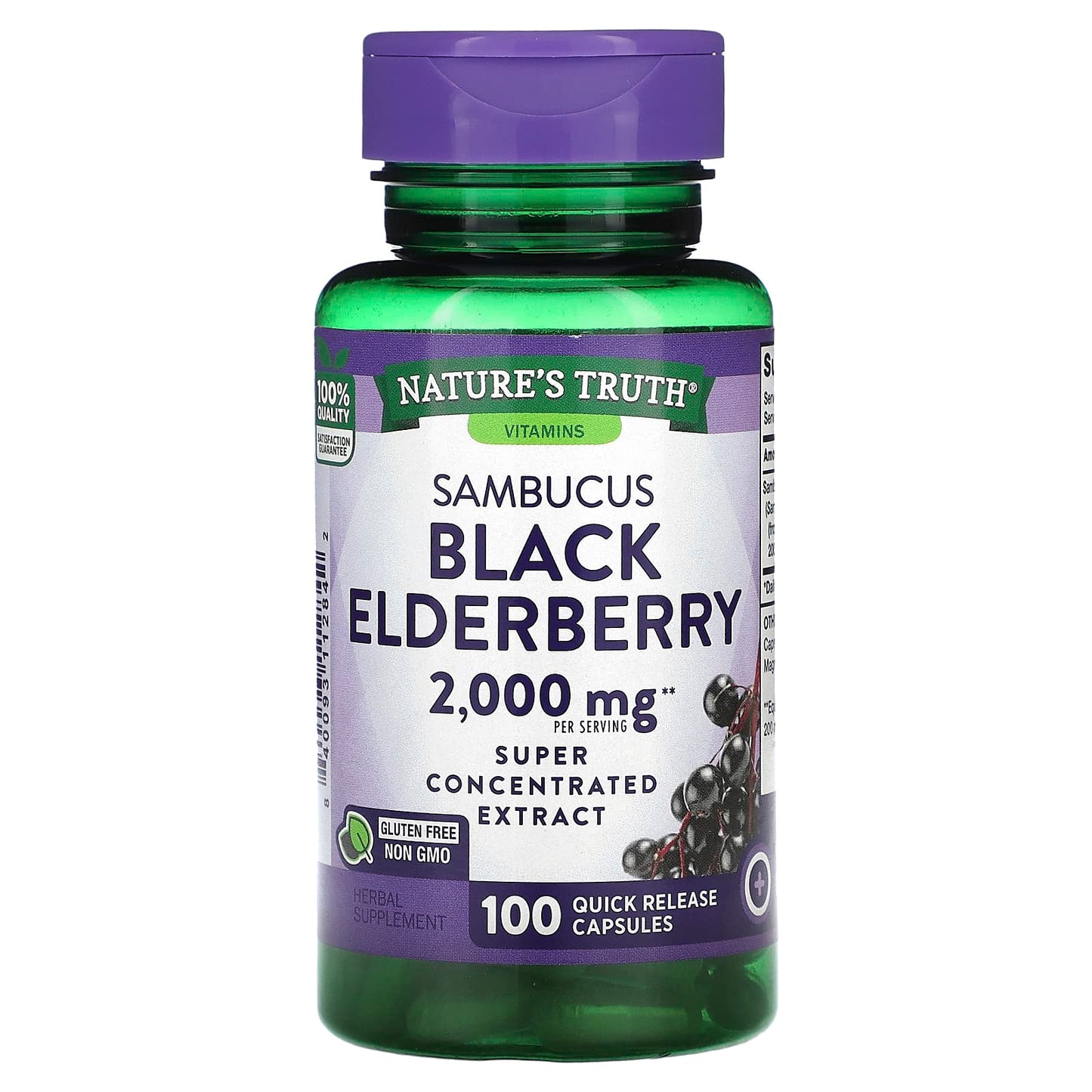 Nature's Truth-Sambucus Black Elderberry-2,000 mg-100 Quick Release Capsules (1,000 mg per Capsule)